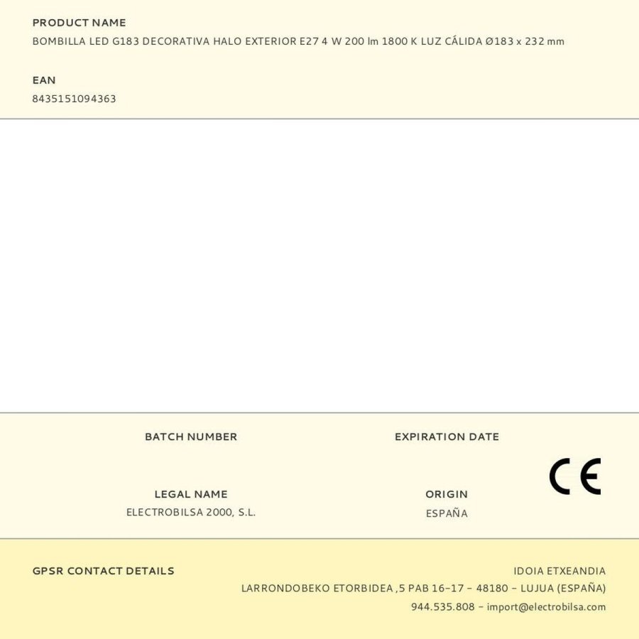 LED-lampe Fbright g183 4 W E27 265 Lm � 18,3 x 23,2 cm Dekorativ (1800 K) #2