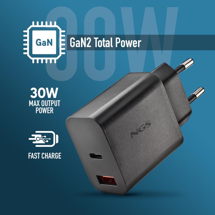 Laptop-oplader NGS ERA30WBLACK 30 W Sort #6