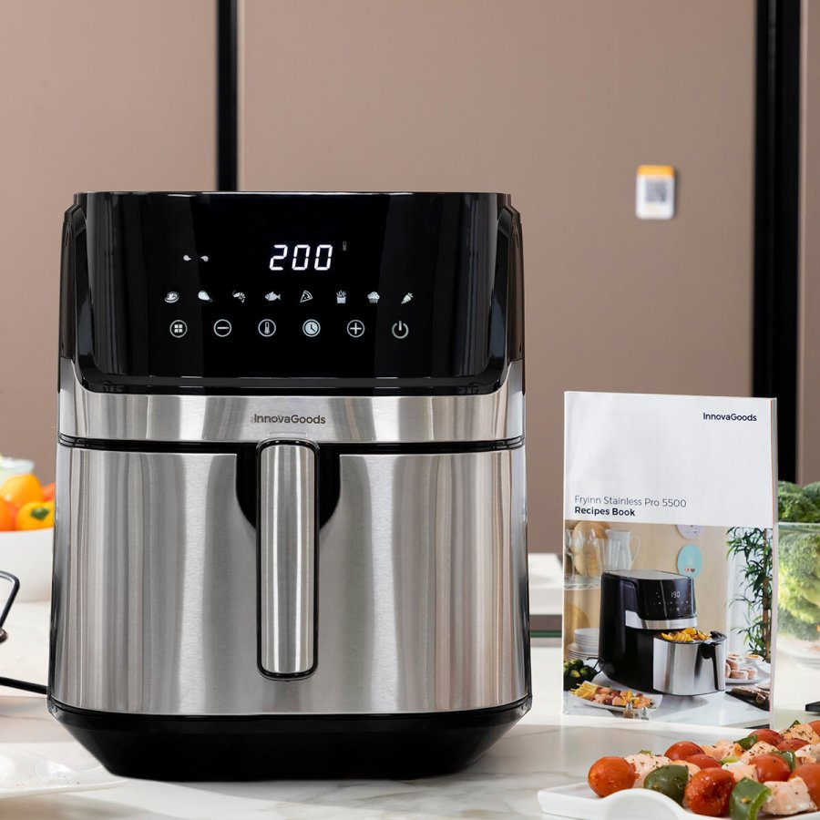 Varmluftsfrituregryde InnovaGoods Fryinn Pro 5500 Sort 1700 W 5,5 L Rustfrit stl #6