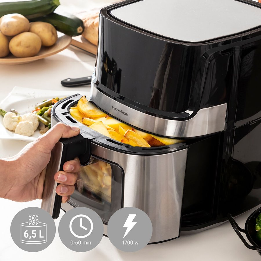 Varmluftsfrituregryde InnovaGoods Fryinn View 6500 Sort 1700 W 6,5 L Rustfrit stl #4