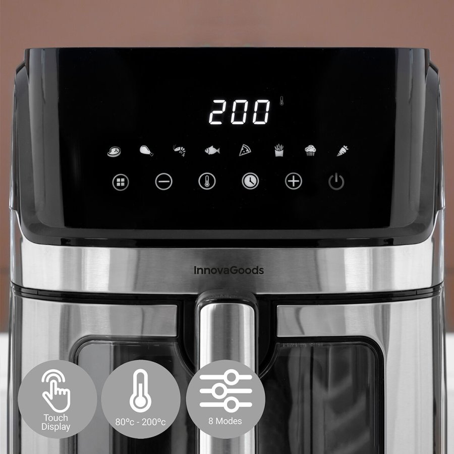 Varmluftsfrituregryde InnovaGoods Fryinn View 6500 Sort 1700 W 6,5 L Rustfrit stl #5