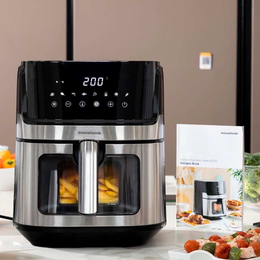 Varmluftsfrituregryde InnovaGoods Fryinn View 6500 Sort 1700 W 6,5 L Rustfrit stl #6