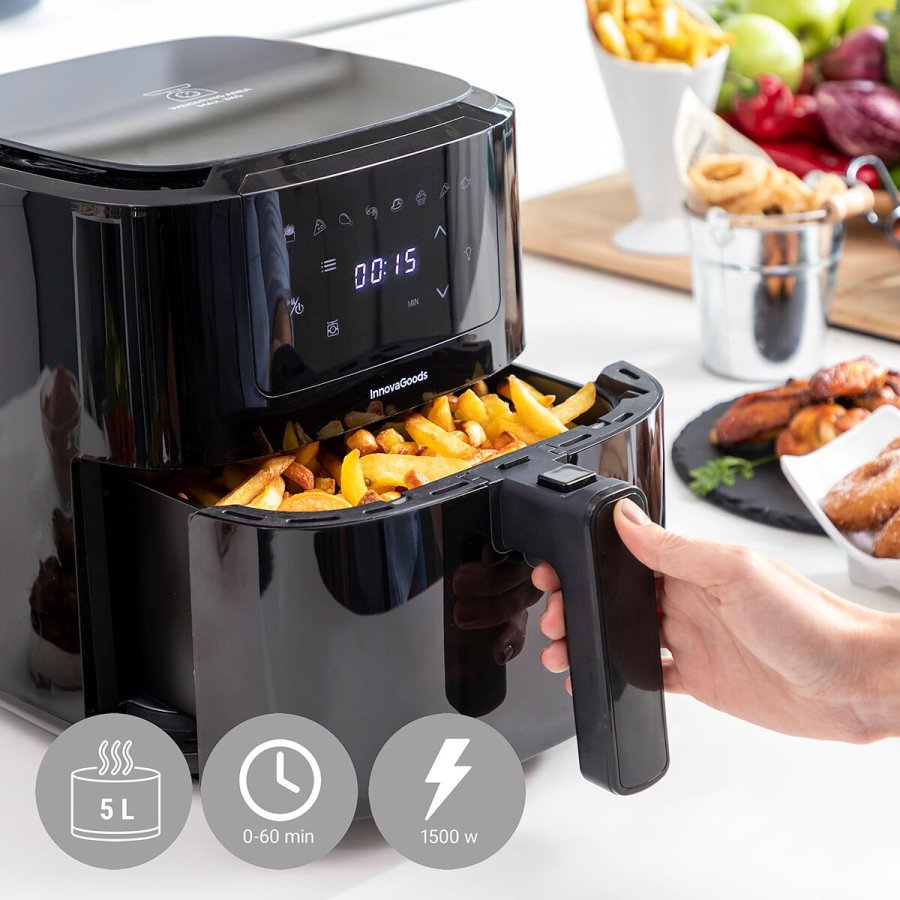 Varmluftsfrituregryde med vgt InnovaGoods Fryinn Balance 5000 Sort 1500 W 5 L Rustfrit stl #5