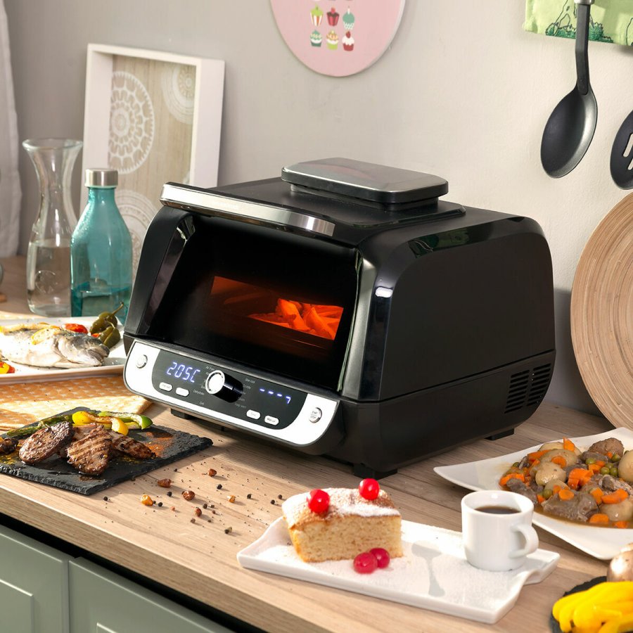 Varmluftsfrituregryde med grill, tilbehr og opskriftsbog InnovaGoods Fryinn 12-in-1 6000 Sort Stl 3400 W 6 L #1