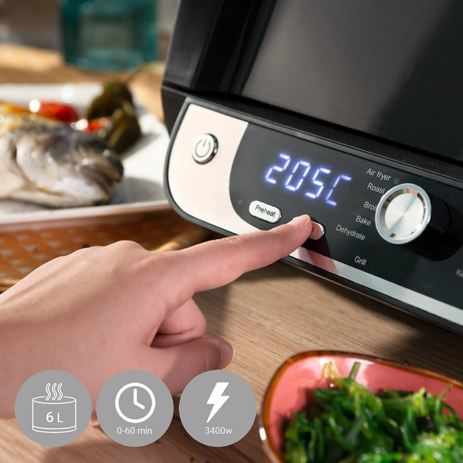 Varmluftsfrituregryde med grill, tilbehr og opskriftsbog InnovaGoods Fryinn 12-in-1 6000 Sort Stl 3400 W 6 L #5