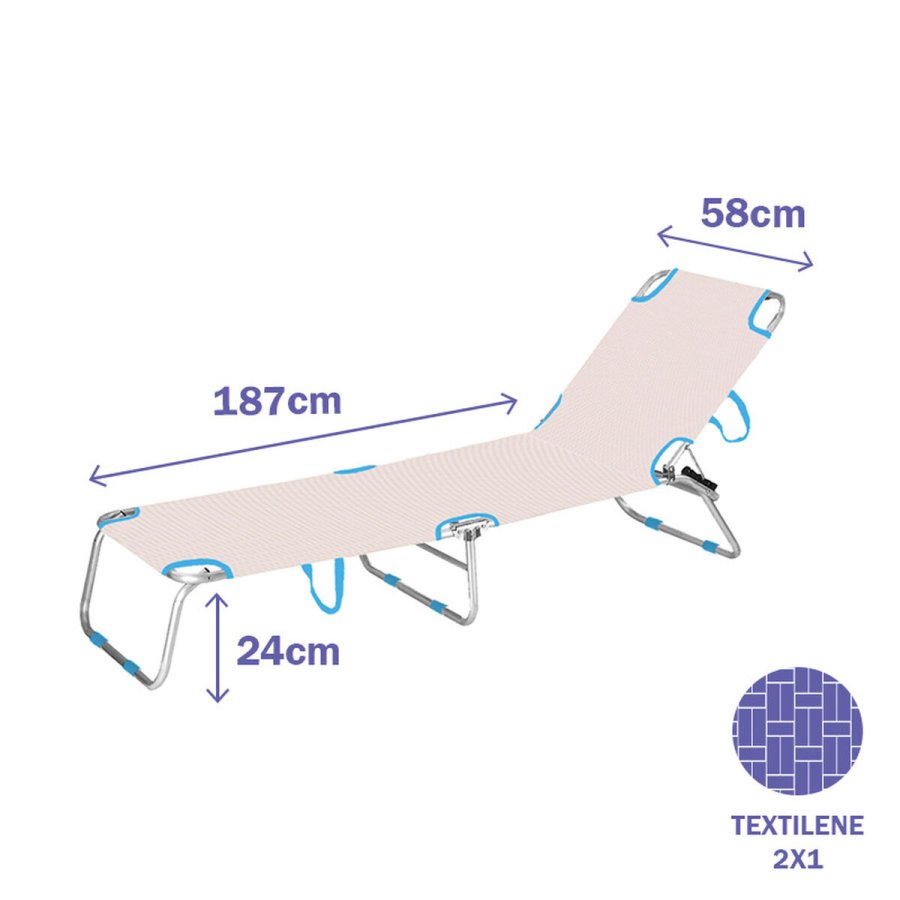 Lealnik Marbueno Aluminium Foldbar 187 x 24 x 58 cm #3