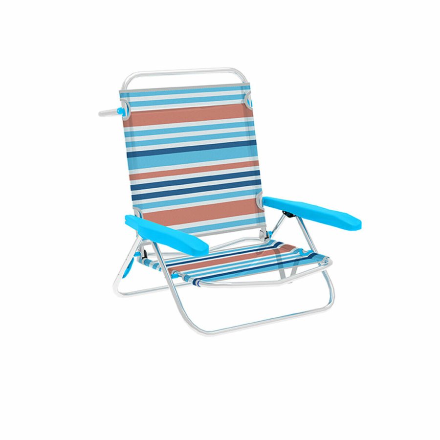 Marbueno Sde Plegable 5 Positioner Aluminium Orange og Bl Striber Strand 63X76X78 cm #1