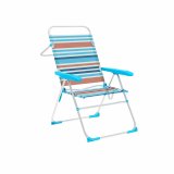 Marbueno Foldestol 5 Positioner Aluminium Orange og Bl Striber Strand 59X61X97 cm 10464 #1