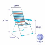 Marbueno Foldestol 5 Positioner Aluminium Orange og Bl Striber Strand 59X61X97 cm 10464 #2