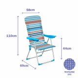 Marbueno Foldable Chair 5 Positions Aluminium with Cushion Stripes Orange Blue 69X58X110 cm #2