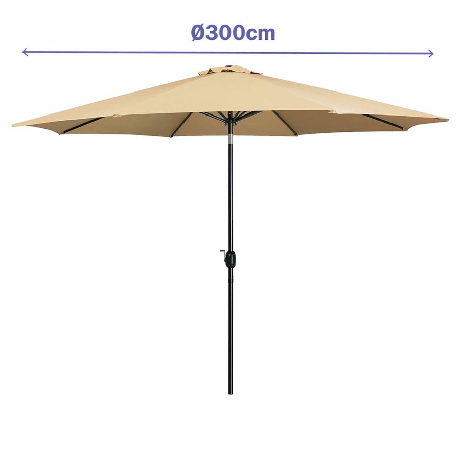 Marbueno Parasol Stl 8 Stnger D300 cm Polyester Brun Have, Pool, Terrasse 10485 #2