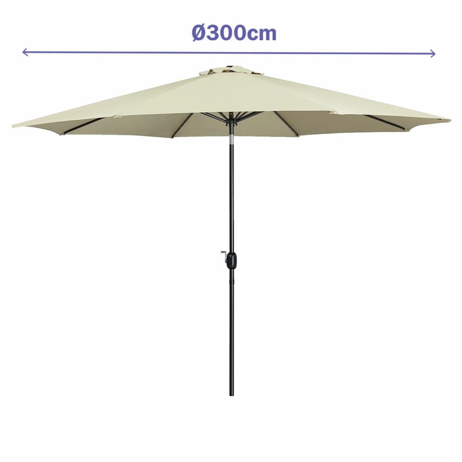 Marbueno Parasol Stl 8 Spidser D300 cm Polyester Beige Have, Pool, Terrasse 10486 #2