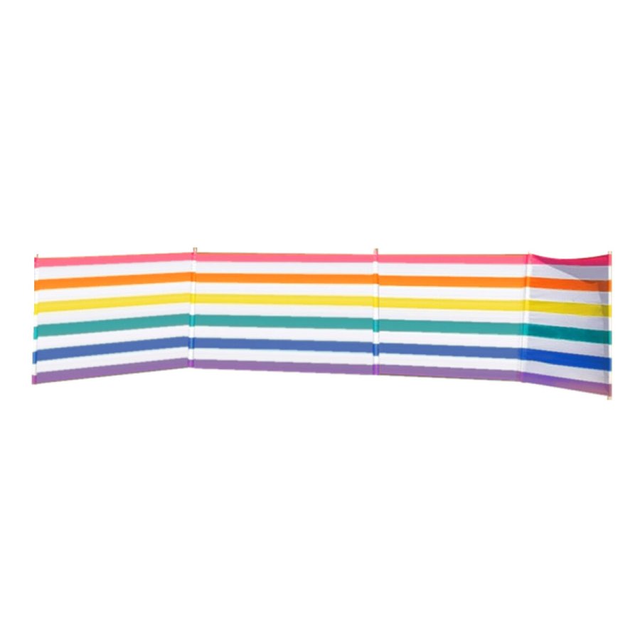 Paravento 5 Stnger Stl Polyester Farver Striber 480X80 cm Strand, Pool, Have, Camping #1