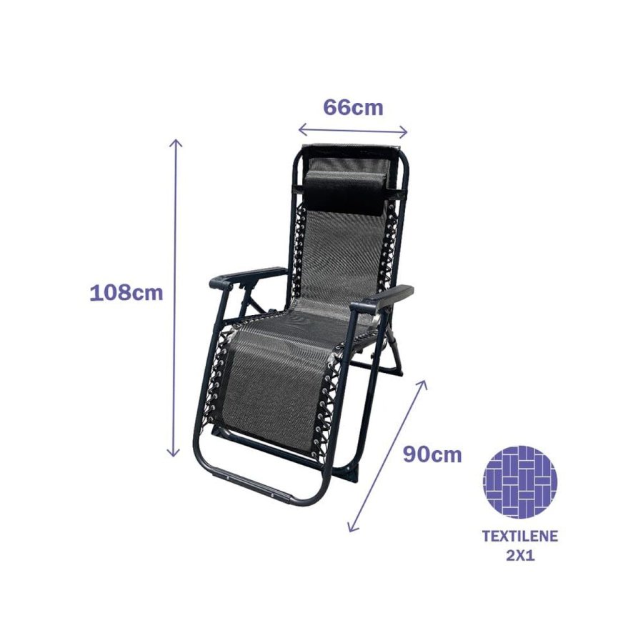 Polstrede Campingstol Marbueno Sort 90 x 108 x 66 cm #2