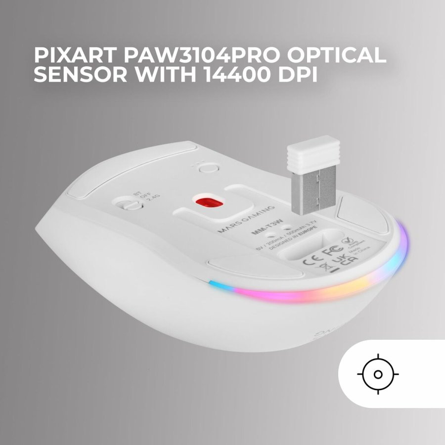 Gaming-mus Mars Gaming MMT3W Hvid #7