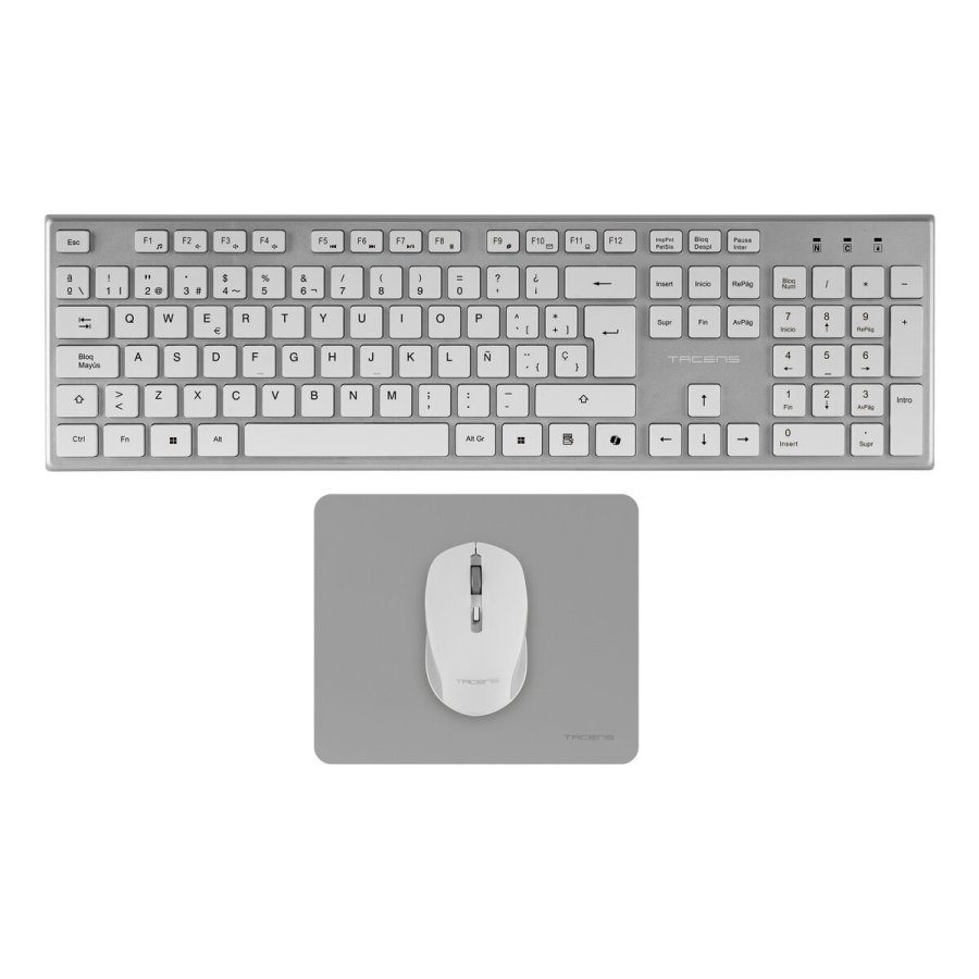 Tastatur og mus Tacens 6ZENITHWES Hvid Spansk qwerty (3 enheder) #1