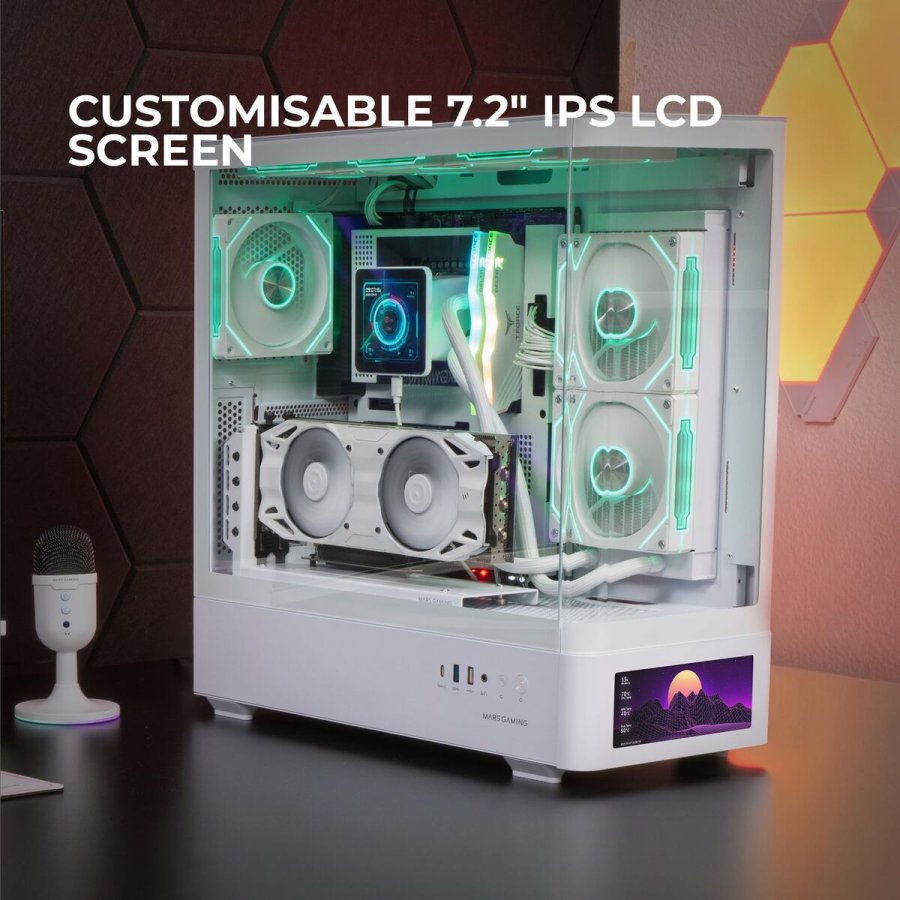 ATX Semi-t�rn kasse Mars Gaming MCLCDPROW Hvid #3