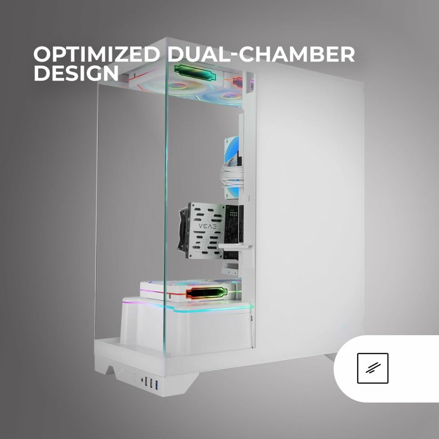 ATX Semi-t�rn kasse Mars Gaming MCPRISMAW Hvid #6