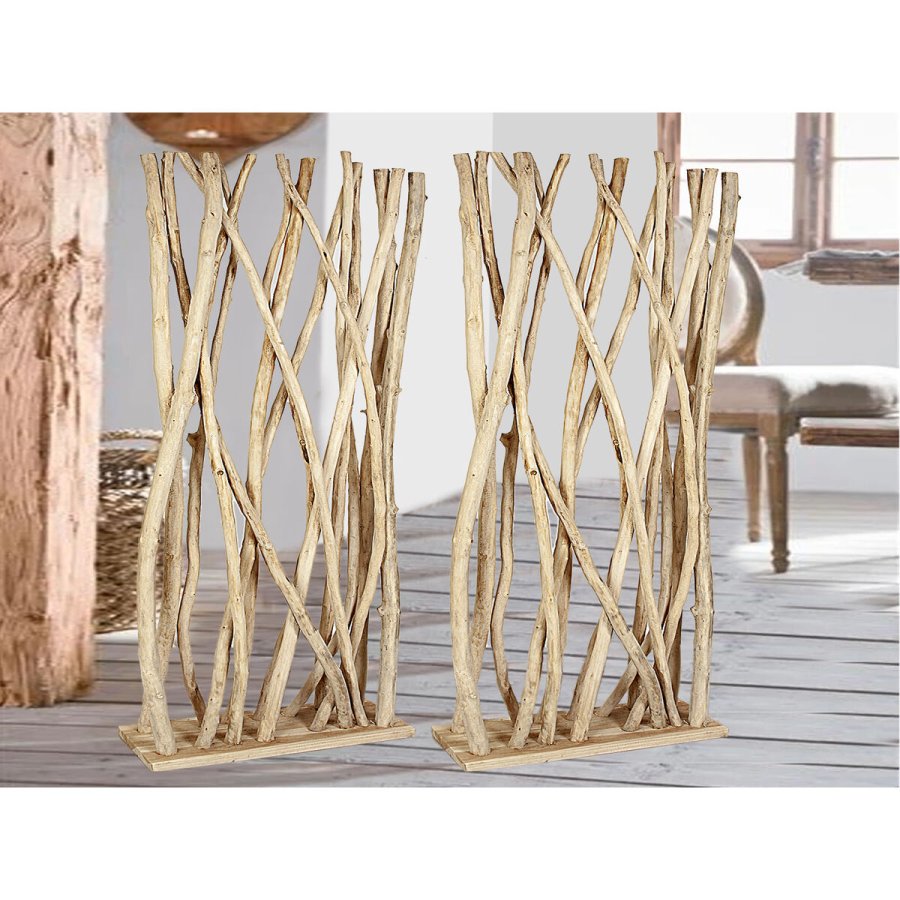 Separator Romimex Natur Teak 60 x 180 x 15 cm #3
