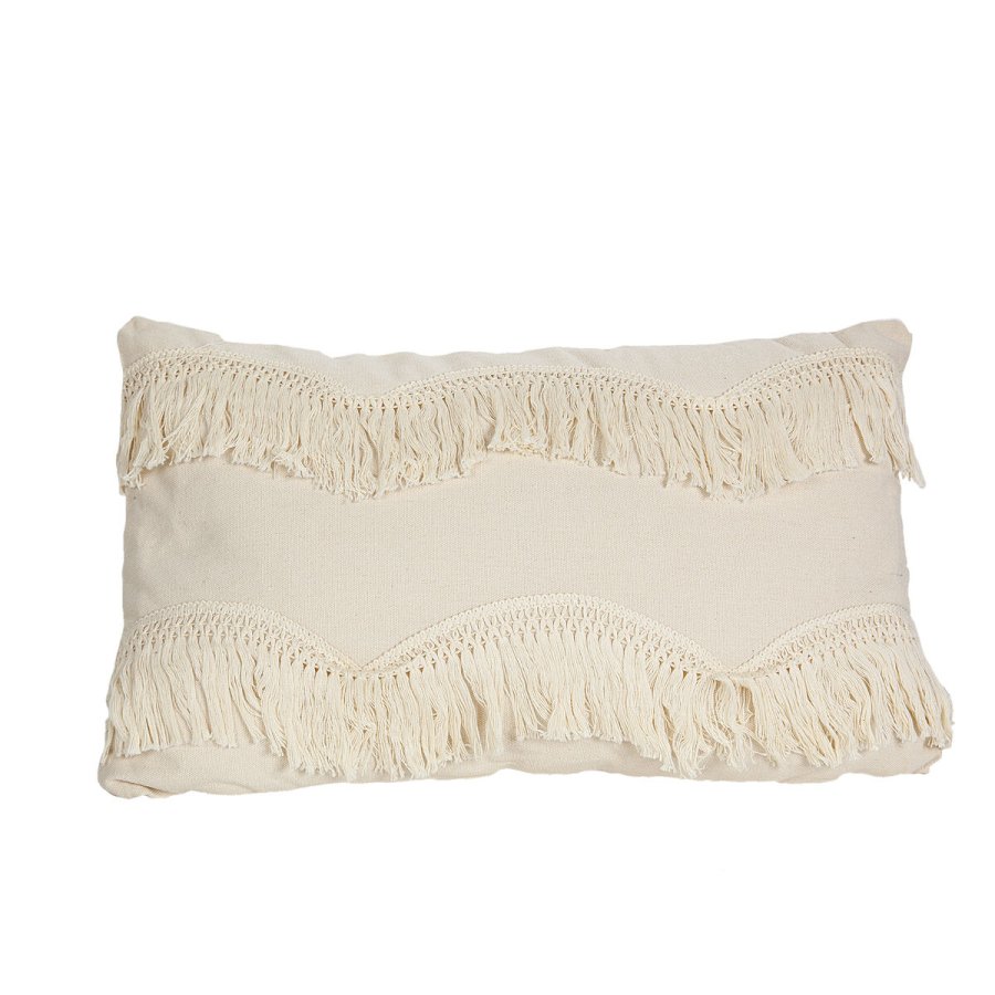 Pude Romimex Hvid Med kvaster 30 x 10 x 50 cm #1