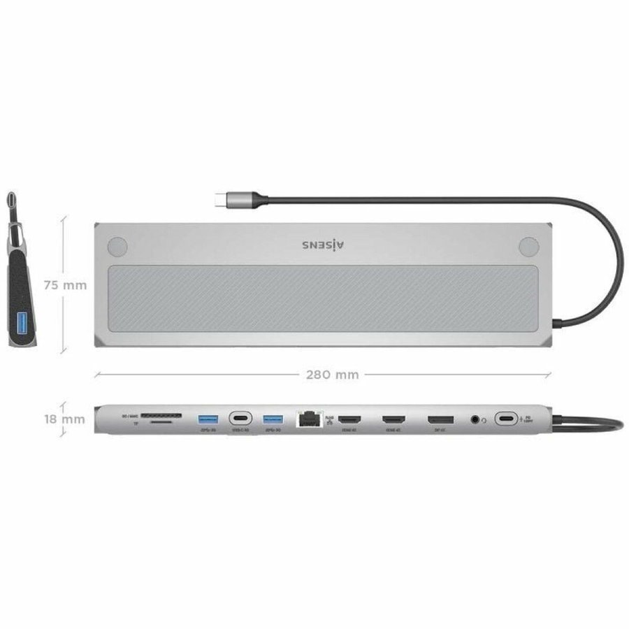 USB Hub Aisens ASUC-12P020-GR Gr 100 W 50 W #4