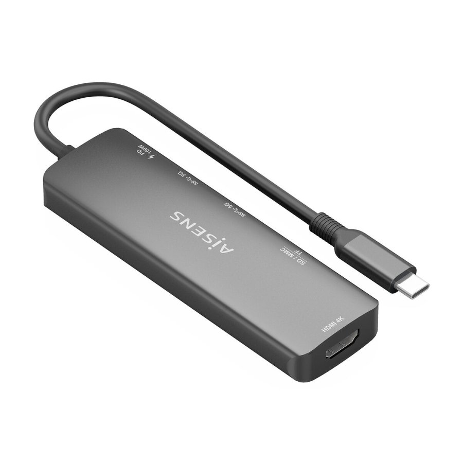 USB Hub Aisens USB-C DOCK 6 EN 1 GRIS Gr� 100 W #7