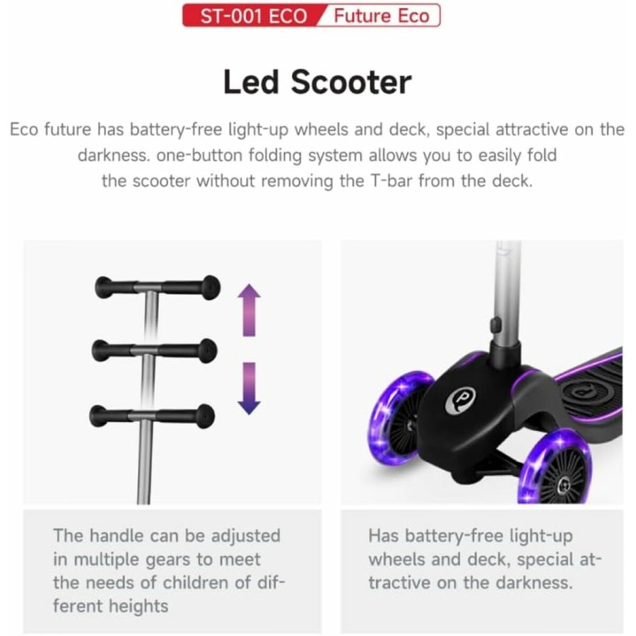Lbehjul Ociotrends Eco Future Scooter Lilla 3 hjul #4