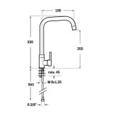 Hane med blandingsbatteri Verhal S�lvfarvet Kobber C-formet #2