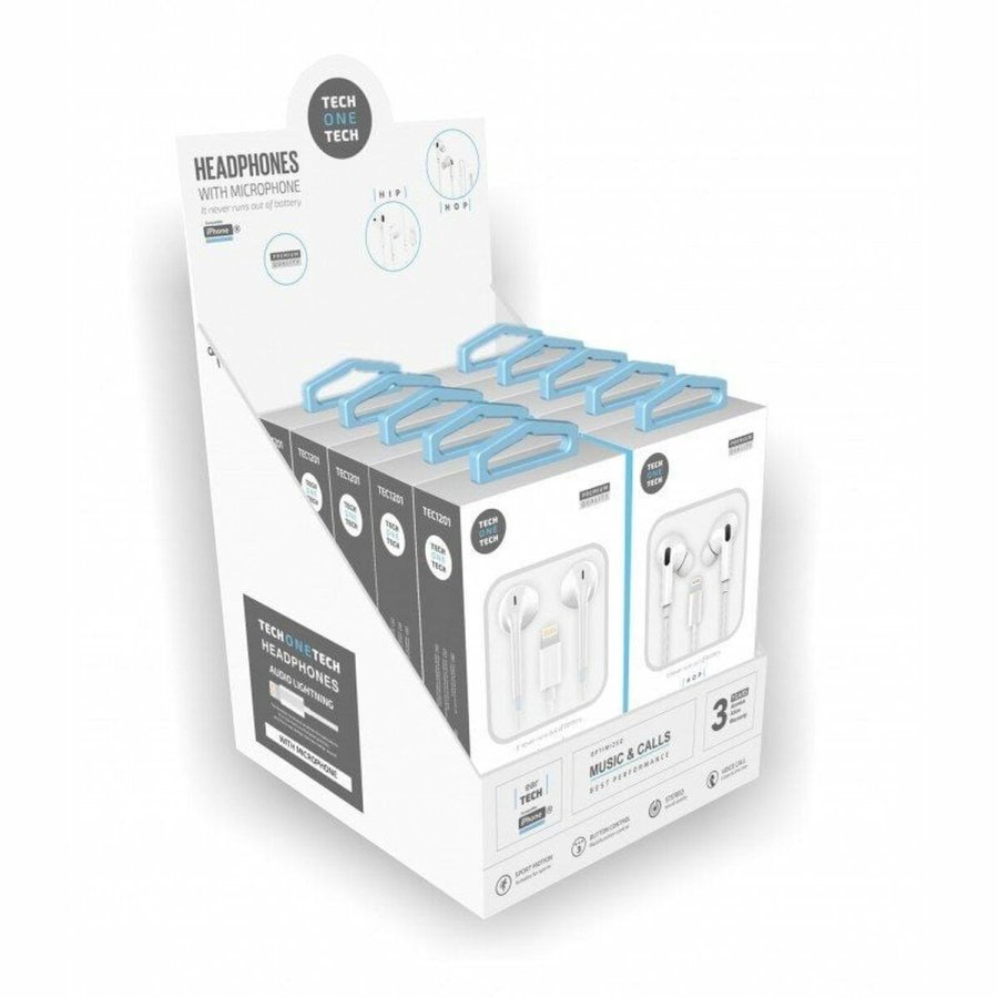 Hovedtelefoner med mikrofon Tech One Tech TEC1203 Hvid 10 enheder #1