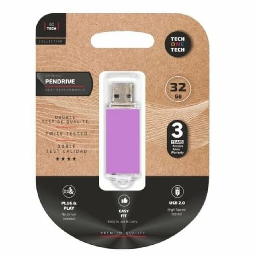 USB-stik Tech One Tech TEC3009-32 Lilla 32 GB #1