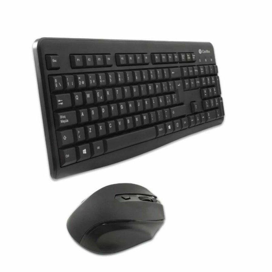 Tastatur og mus CoolBox COO-KTR-02W Spansk qwerty Tr�dl�st Sort Spansk QWERTY #2