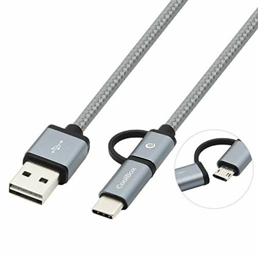 USB-kabel til Micro USB og USB-C CoolBox COO-CAB-U2MC-GR Gr #1