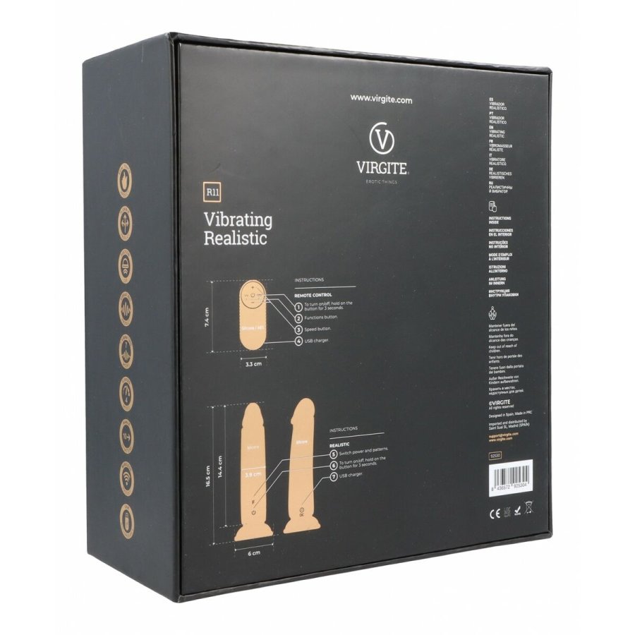 Realistisk Dildo Virgite R11 Sort 14,4 cm #9