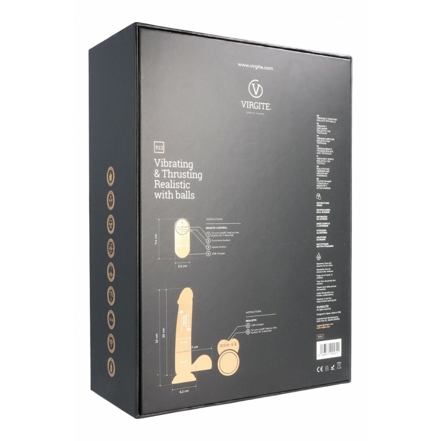 Realistisk Dildo Virgite R13 Sort 20 cm #7