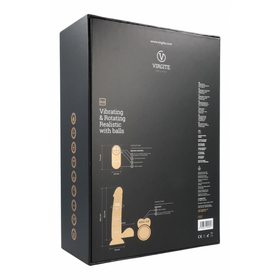 Realistisk Dildo Virgite R10 Sort 21 cm #7