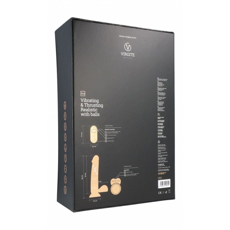 Realistisk Dildo Virgite R14 Sort 23 cm #7