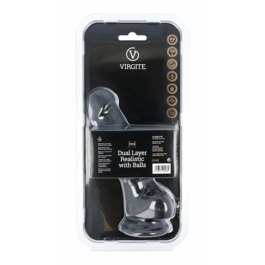 Realistisk Dildo Virgite R33 Sort 18,5 cm #5