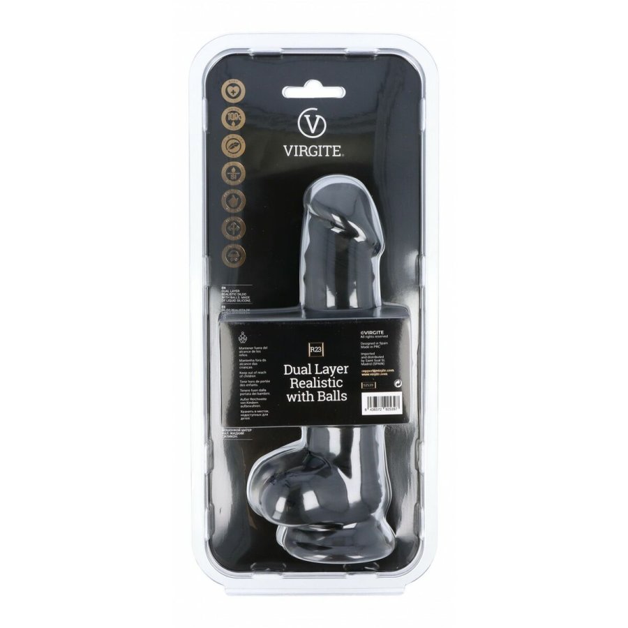 Realistisk Dildo Virgite R23 Sort 20 cm #5