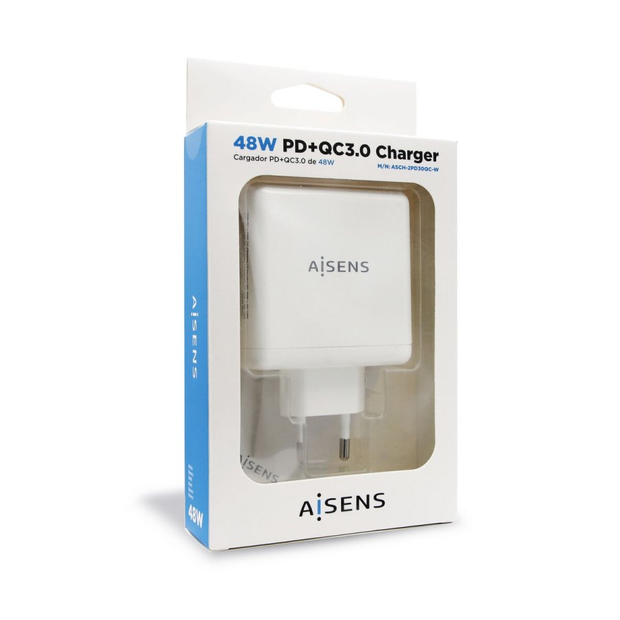 USB-oplader vggen Aisens ASCH-2PD30QC-W Hvid 48 W USB-C (1 enheder) #2