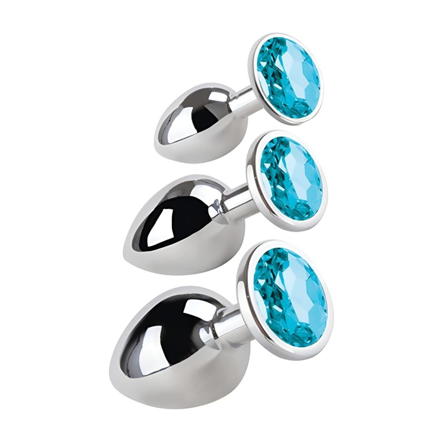 Anal plug S Pleasures Bl� S�lvfarvet #1