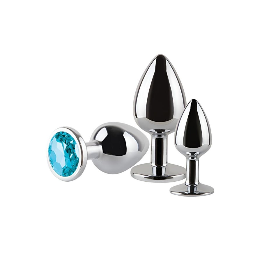 Anal plug S Pleasures Bl� S�lvfarvet #2