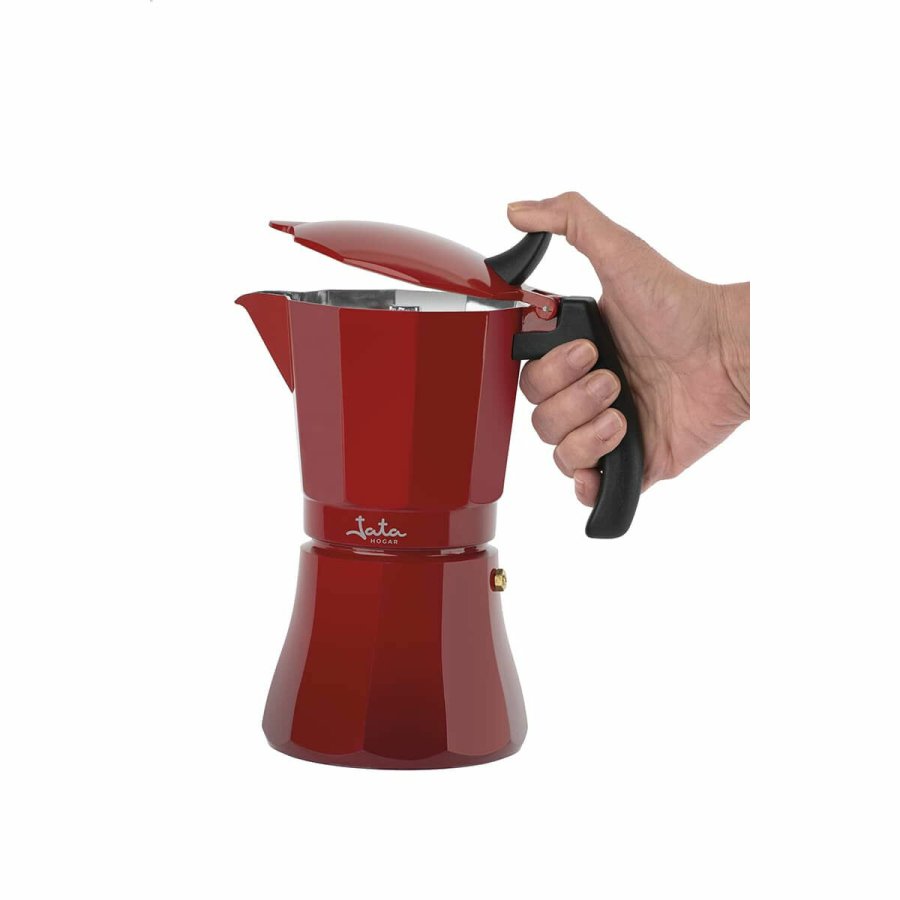 Italiensk Kaffekande JATA Cafetera de induccin roja vulcano Rd Aluminium 12 Skodelice (1 enheder) #2