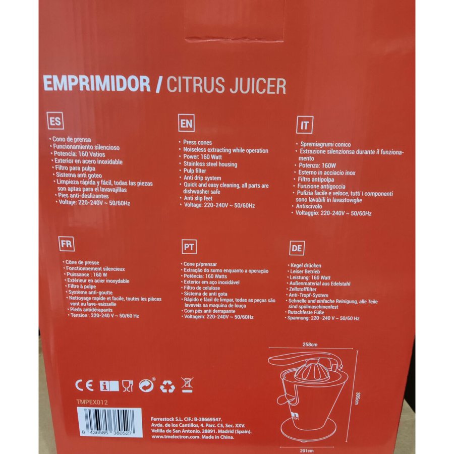 Elektrisk juicer TM Electron Rustfrit stl 160 W #3