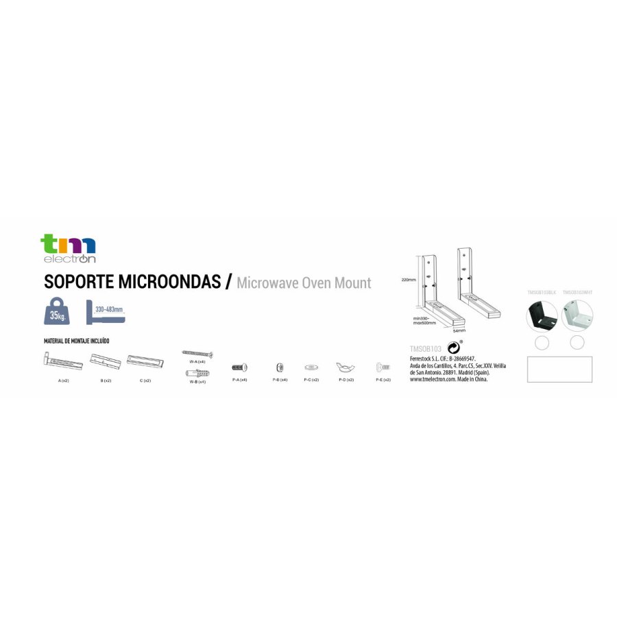 Sttte til mikroblgeovn TM Electron Sort 35 kg #3