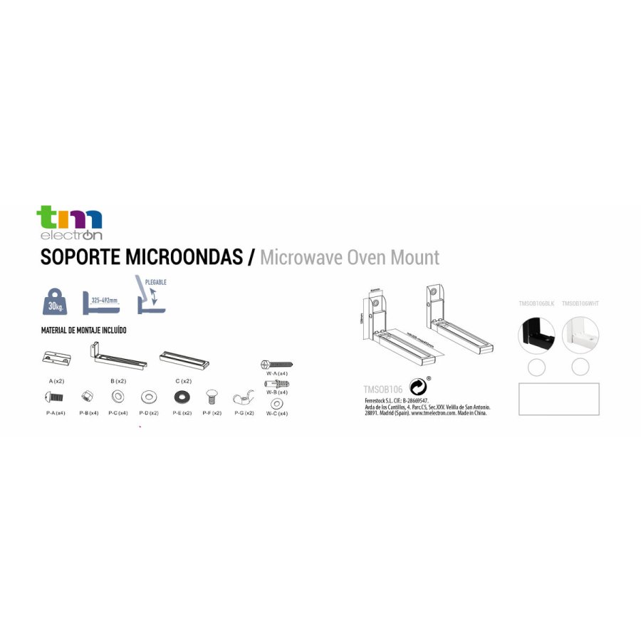 Sttte til mikroblgeovn TM Electron Sort 30 Kg #3