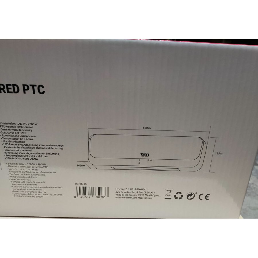 Varmeapparat TM Electron 2000 W Sort/Hvid Elektrisk Vg #9