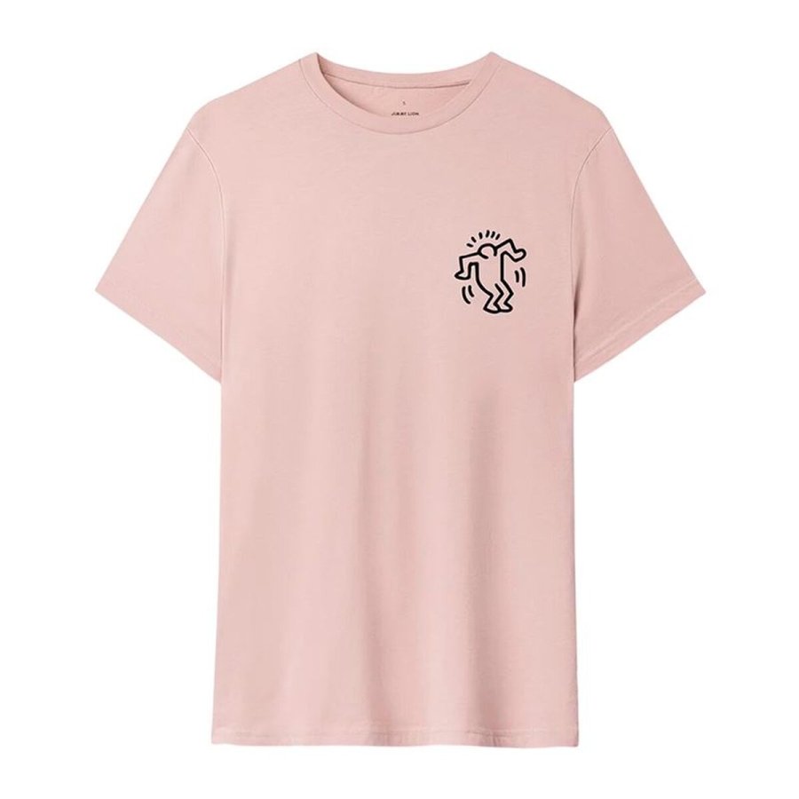 Kort�rmet T-shirt til M�nd Jimmy Lion Keith Haring x Jimmy Lion Pink #1