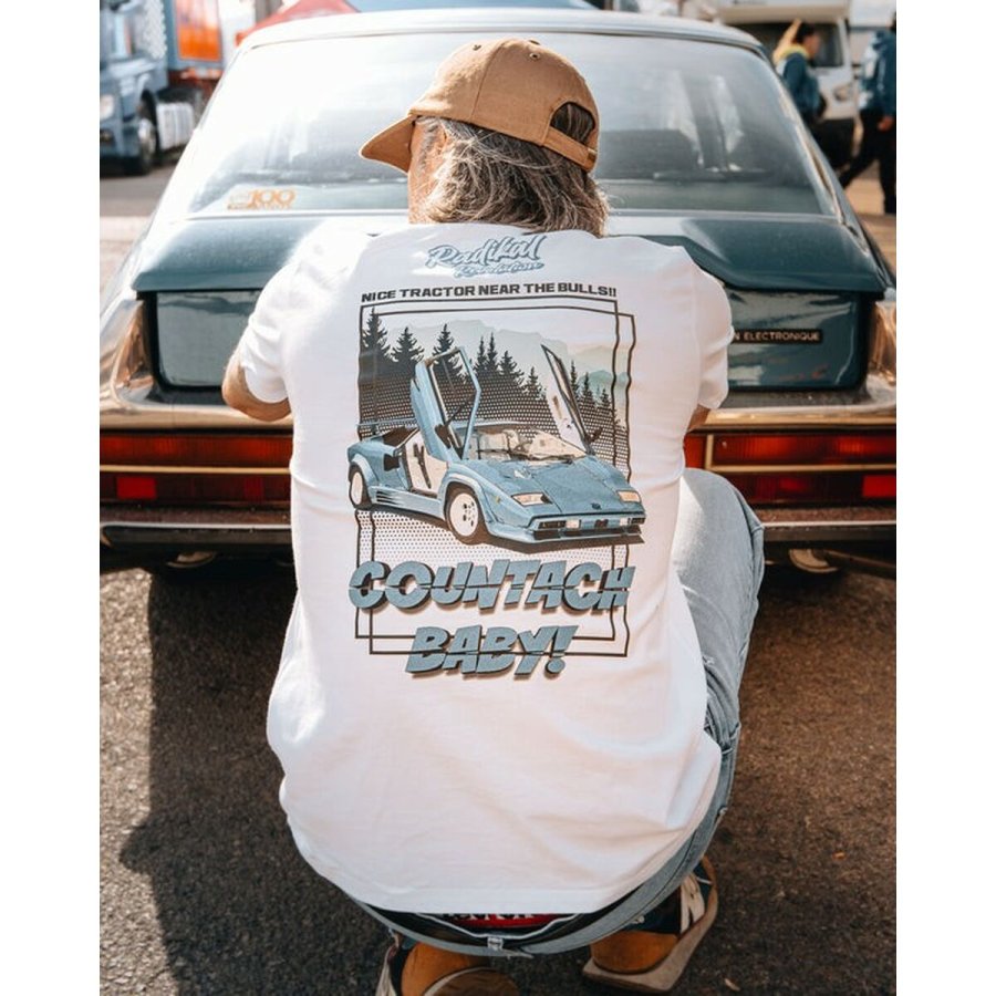 Kortrmet T-shirt til Mnd RADIKAL  NICE TRACTOR NEAR THE BULLS Hvid L #2