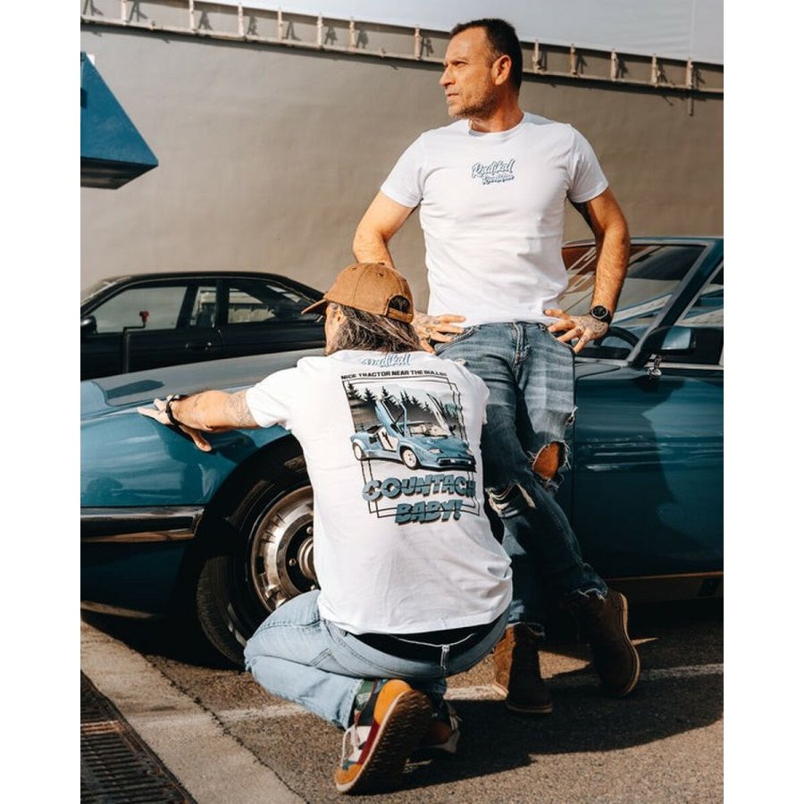 Kortrmet T-shirt til Mnd RADIKAL  NICE TRACTOR NEAR THE BULLS Hvid L #3