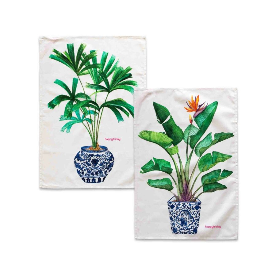 St med klder HappyFriday Multifarvet 70 x 50 cm Plante (2 Dele) #1